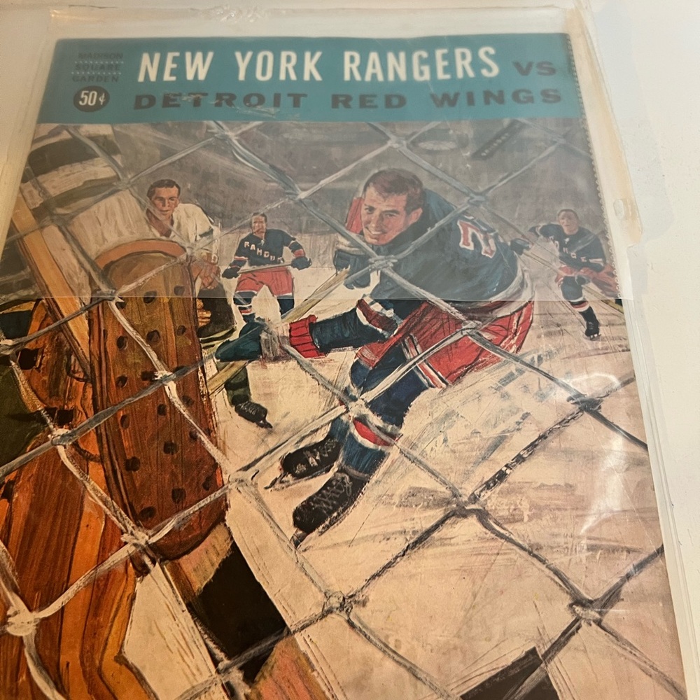 New York Rangers vs Detroit Red Wings Vintage Program